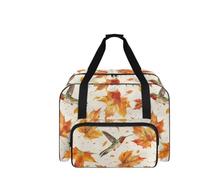 COEQINE Lightweight Gold Leaf Hummingbird Sewing Machine Carrier Handbag Organizer with Pockets and Handles Nature Inspired Storage