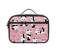 COEQINE Little Girls Panda Lunch Box, Pink Cute Animal Pring Lunch Foods Organizer Case with Front Pocket