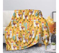 COEQINE Llama Print Throw Blanket For Kids Girls,Cactus Flannel Throw Blankets for Bed Couch,Super Soft Cozy Warm Blanket Lightweight Throws