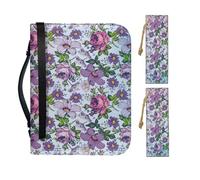 COEQINE Medium Bible Covers for Women,3Pcs,Blue Pink Bible Case Bible Cover Case for Women with Boho Flower Pattern Leather Book Protection,Christian Art Gifts, Flower