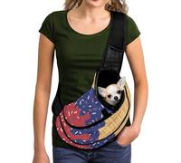 COEQINE Medium Dog Carrier Sling Bag Mini Backpack Crossbody Purse for Women Walking With Puppy Funny American Flag Ice Cream Print Soft Pouch and Tote Design Drawstring Dog Papoose Adjustable Hook