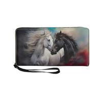 COEQINE Men Slim Wallet Black Cat Butterfly Print Moneybag with Handles Portable Travel Leather Purse Coin Pocket Money Phone Clips Clutch Handbag for Adult Travel Accessories