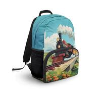 COEQINE Mini Backpack for Boys 3-4 Retro Train Print School Bag for Kids Toddler Preschool Kindergarten Bookbag for Little Children with Shoulder Strap Bag Satchel Casual Rucksack