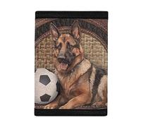 COEQINE Minimalist Wallet for Boys, Animal Green Purple Print Customized Coin Case Lightweight Card Pocket Money Organizer for Toddler Teens Boys., german shepherd dogs soccer, Casual