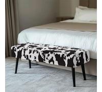 COEQINE Monochrome Bench Cover Dining Bench Cover Rectangle Slipcover Black White Cow Print Seat Protector for Minimalist Farmhouse Aesthetic