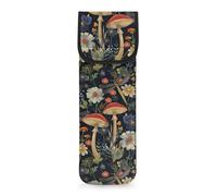 COEQINE Mushroom Daisy Curling Iron Hair Accessories Organizer Bag Floral Print Storage Case Pouch Neoprene Heat Resistant Haircare Accessories for Women