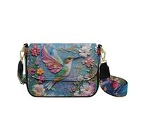 COEQINE Novelty Purse for Women Large Capacity Crossbody Bag for Woman Cute Blue Hummingbird Messenger Bag Soft Leather Shoulder Crossbody Purse