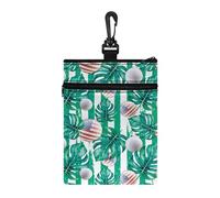 COEQINE Patriot American Flag Green Leaves Durable Golf-Ball Bags 4th July Golf Organizer Cute Golf Bag Accessories For Women Ladies Fashion Balls Pocket Pouch with Hook Portable