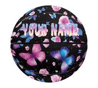 COEQINE Personalized Basketballs Size 5/7 with Name Customized Basketballs Custom Name Sign Butterfly Rose Print Indoor Outdoor Training Ball for Sports Gifts, Size 7