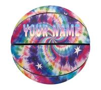 COEQINE Personalized Mini Basketballs Colorful Tie Dye Star with Name Custom Name Neon Sign Customized Basketball Indoor/Outdoor Streetball Gifts, Size 5