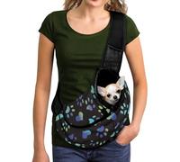 COEQINE Pet Backpack Carrier for Rabbit Lightweight Paw Print Sling Bag for Women Walking with Small Dog and Cat Crossbody Purse for Ladies Hiking,Black