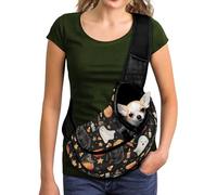 COEQINE Pet Carrier For Dogs Sling Backpacks for Women Walking Portable Summerween Black Cat Ghost Pumpkin Pet Crossbody Purse for Small Dog Cats Rabbit Outdoor