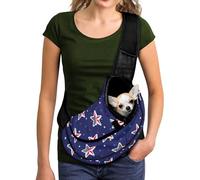 COEQINE Pet Sling Carrier For Small Dogs American Flag Breathable Adjustable Strap Hook Crossbody Purse for Women Men Cool Patriot Stars Soft Pouch and Tote Design