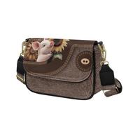 COEQINE Pig Sunflower Crossbody Bag for Women, Cute Hobo Tote Handbag Mini Clutch Purse with Zipper Closure