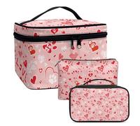 COEQINE Pink Lovely Travel Toiletry Bag for Women Travel Size Set with Zipper Pink Lovely Heart Paw Print Travel Toiletry Makeup Bags Zipper Pouch