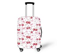 COEQINE Pink Luggage Cover Small for Women Kids Travel Washable Elastic Suitcase Baggage Case Protector Size 18-32 Inch Bow Cherry Pattern
