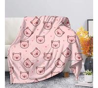 COEQINE Pink Pig Pattern Throw Blanket Kids Flannel Throw Blankets for Bed Couch,Super Soft Cozy Warm Blanket Lightweight Throws