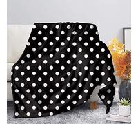 COEQINE Polka Dot Print Throw Blanket Flannel Ultra Soft Lightweight Travel Blanket for Couch Bed Reversible Bed Throw Blanket for Women,Black