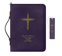 COEQINE Purple Bible Covers for Men Women Love One Another As I Have Loved You, Personalized Bible Cover for Woman Custum Name Tote Bible Accessories Design with Waterproof Bookmark Size L