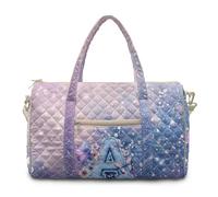 COEQINE Purple Blue Butterfly Floral Letter A Large Weekender Duffle Bag