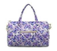 COEQINE Purple Blue Butterfly Large Quilted Weekender Tote Bag for Women