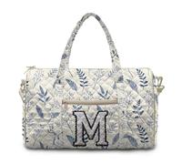 COEQINE Quilted Duffle Bag Women Personal Item Travel Bag Blue White | Black Gothic Floral Skull Gothic Purse Large Packable Travel Bag