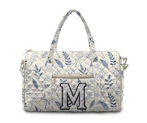 COEQINE Quilted Duffle Bag Women Personal Item Travel Bag Blue White | Black Gothic Floral Skull Gothic Purse Large Packable Travel Bag