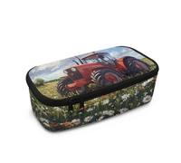 COEQINE Red Pencil Case for Boys Trucks Large Capacity Pen Maker Pencil Pouch Office Organizer Back to School Gift