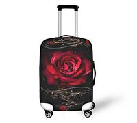 COEQINE Red Rose Print Women Girls Luggage Cover Washable Travel Suitcase Cover Dustproof Luggage Protector for 18-32 inch