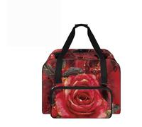 COEQINE Red Rose Travel Tote Handbag Craft Carry Case Velvet Touch Valentine's Anniversary Present Adult Beginners Sewing Machine Carrying Case