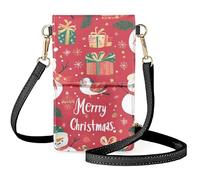 COEQINE Red Small Cross Body Bag For Women Leather Cell Phone Case with Clear Window Lightweight Shoulder Bag with Straps for Womens Girls,Christmas Gifts