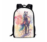 COEQINE School Bags for Children Girls Boys Backpack Adjustable Shoulder Bookbag Zipper Closure with Painting Horse Pattern Lightweight Sackpack