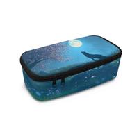 COEQINE School Pencil Case for Girls Boys Cool Wolf Print Large Capacity Pen Case Bag with Handles Big Capacity Pen Box with Handles