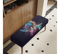 COEQINE Sea Turtle Bench Slipcover Rectangle 40 Inch Long Black Dining Seat Cushion Protector From Cat Removable Stretch Bench Covers Slipcover for Kitchen Home Decor