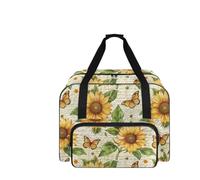 COEQINE Sewing Machine Case with Storage Case Sunflower Butterfly Tote Bag Big Capacity Craft Supplies Organizer Reinforced Handles for Easy Transport