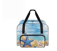 COEQINE Sewing Machine Kit Portable Tote Storage Case Starfish Print Durable Canvas Expandable Zipper Pocket for First Time Use Adults Beginner