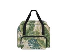 COEQINE Sewing Machine Kit Storage Case Travel Ready Tote Handbag with Zipper Portable Green Leaf Print Craft Supplies Organizer On The Go Sewing Enthusiasts