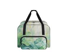 COEQINE Sewing Machine Storage Case Adventure Ready Tote with Green Leaf Pattern Big Capacity Organizer for Travel and Craft Projects