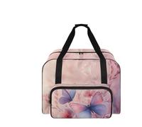 COEQINE Sewing Machine Storage Case Adventure Ready Tote with Pink Butterfly Design Big Capacity Organizer for Craft Supplies and Accessories