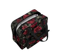COEQINE Sewing Machine Storage Case Compact Big Capacity Tote with Red Rose Pattern Reinforced Handles for Easy Sewing Machine Transport