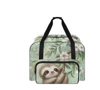 COEQINE Sewing Machine Storage Case Compact Big Capacity Tote with Sloth Leaf Design Reinforced Handles for Easy Transport of Sewing Machines