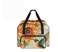 COEQINE Sewing Machine Storage Case Large Size Sew Kit Box with Supplies Accessories Portable Sunflower Hummingbird Print Tote Handbag Multiple Storage Pockets for Beginner