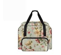COEQINE Sewing Machine Storage Case Large Supplies Organizer Box for Women Ladies Vintage Floral Gray Tote Bag with Multiple Storage Pockets Sew and Crafts