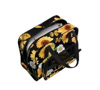 COEQINE Sewing Machine Storage Case Lightweight Tote with Sunflower Floral Daisy Print Multipocket Organizer for Portable Sewing Machine Storage