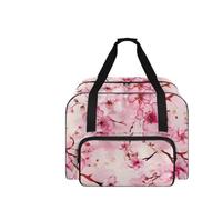COEQINE Sewing Machine Storage Case Lightweight Travel Tote with Pink Cherry Blossom Pattern Durable Canvas for On The Go Sewing Machine Storage