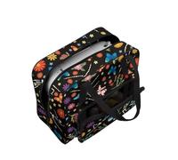 COEQINE Sewing Machine Storage Case Portable Big Capacity Tote with Dance Skull Floral Print Durable Canvas for Travel Craft Supplies Storage