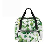 COEQINE Sewing Machine Storage Case Sew Supplies Organizer Cabinet Big Capacity Tote Handbag with Green Leaf Print Reinforced Handles for Easy Sewing Machine Transport