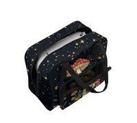 COEQINE Sewing Machine Storage Case Travel Friendly Tote with Mushroom Floral Print Big Capacity Organizer for Craft Supplies and Sewing Machines