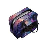 COEQINE Sewing Machine Storage Case Travel Friendly Tote with Purple Galaxy Cat Butterfly Print Compact Multipocket Organizer for Beginners