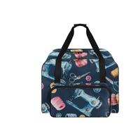 COEQINE Sewing Machine Storage Case Travel Ready Tote with Dark Blue Sewing Tool Accessories Print Big Capacity Organizer for Craft Storage
